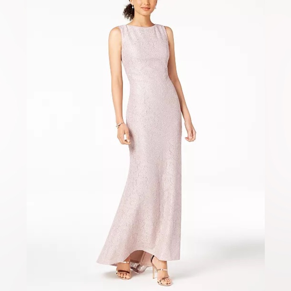 VINCE CAMUTO Sequin & Lace Scoop-Back Gown